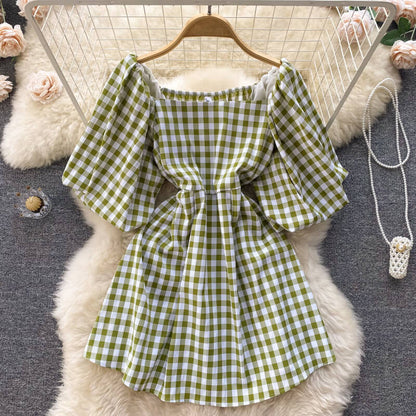 Dames Vierkante Mini Zomerjurk - Annabel