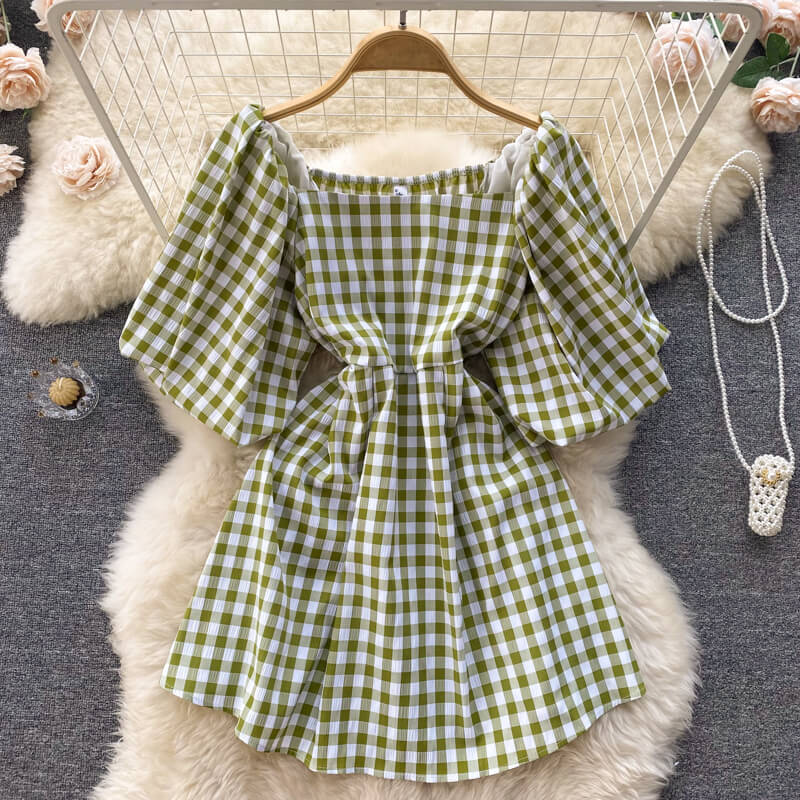 Dames Zomerjurk Mini Vierkant Kort Jurkje Annabel - Mode Vibes