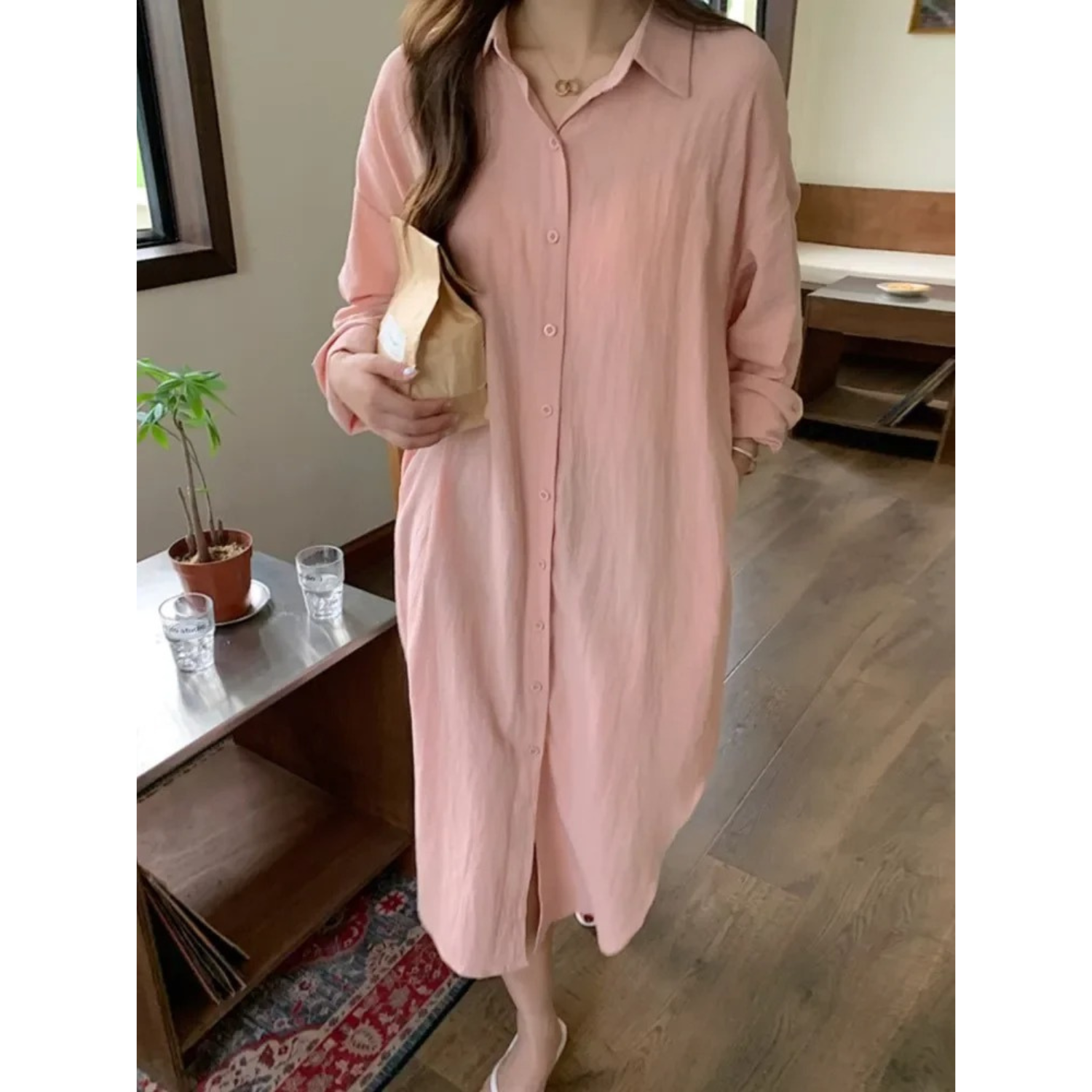 Dames Vintage Midi Blouse Jurk - Diana