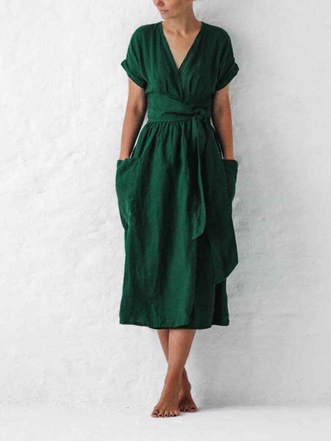 Dames Jurk Wikkel Model Ademend met Strik bij de Taille - Mode Vibes