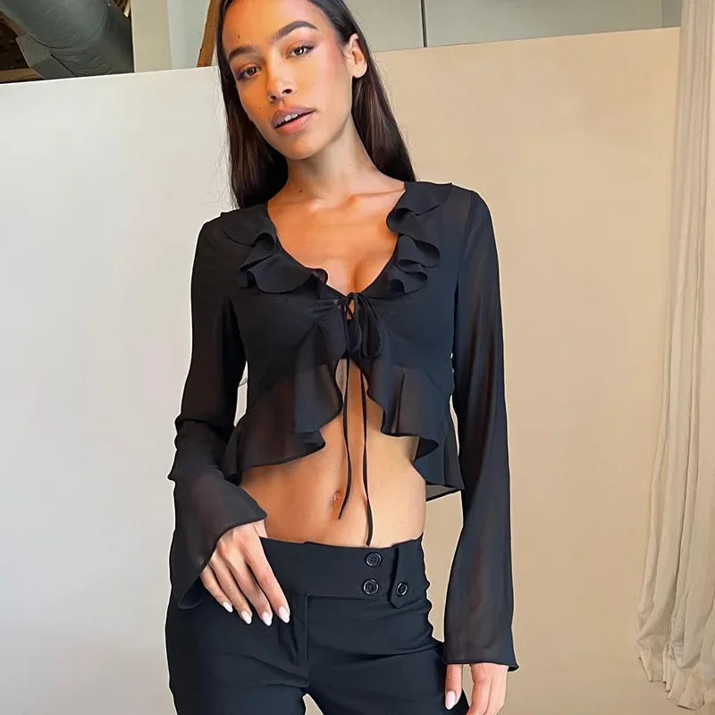 ModaFusion Transparante Chiffon Zomertop