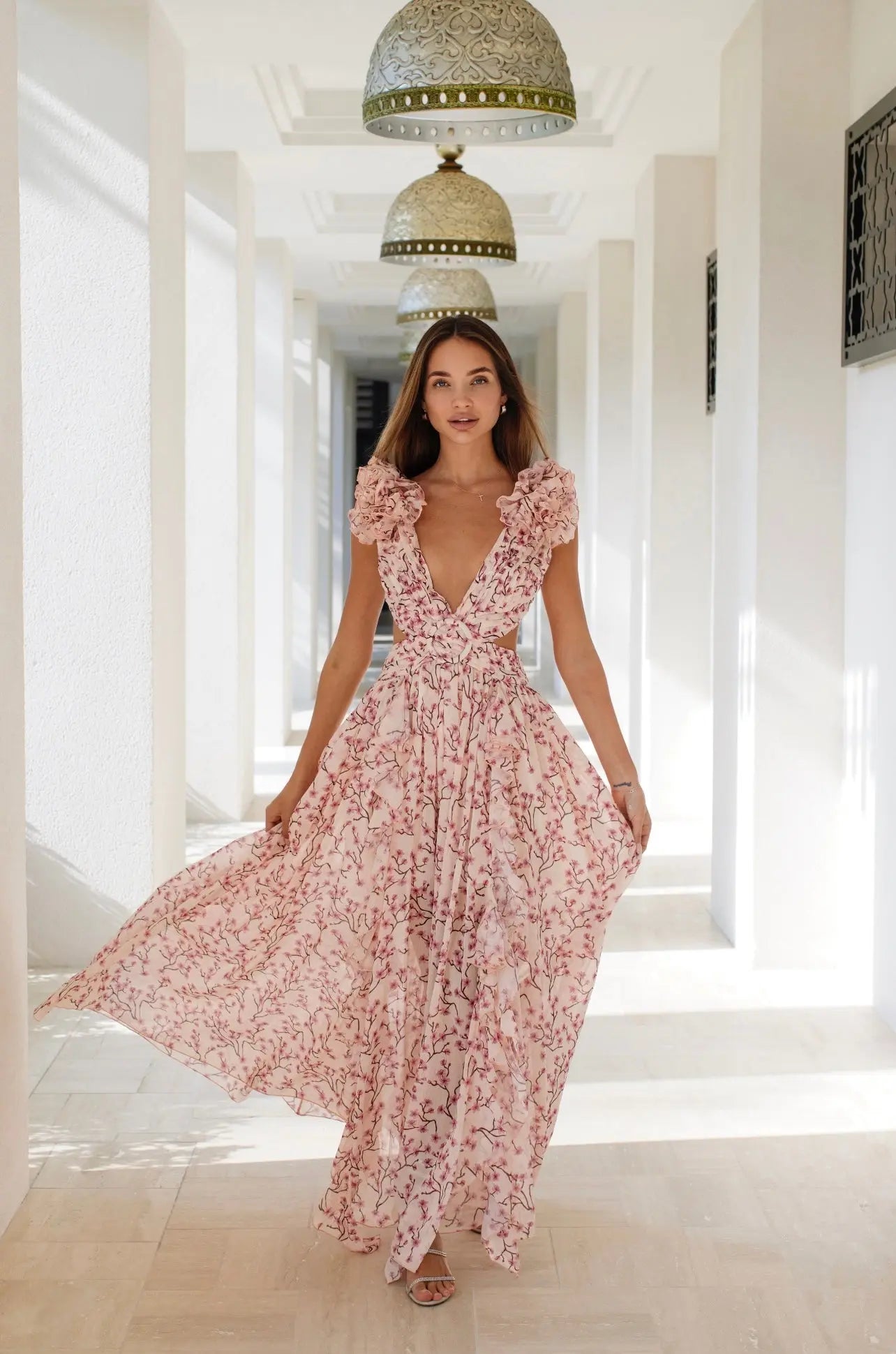 Dames Zonnige Bloemen Maxi Dress - Juliette