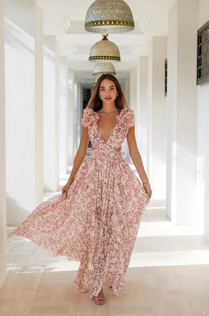 Dames Zonnige Bloemen Maxi Dress - Juliette