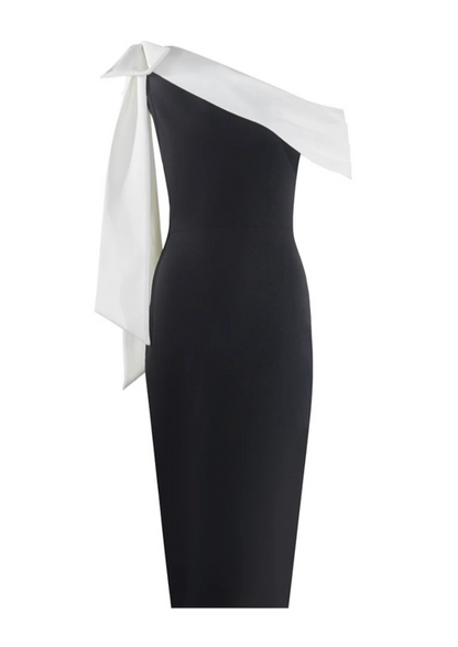 Dames Gala Jurk Zwart Wit Midi Lange Avondjurk - Mode Vibes