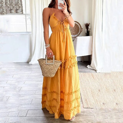 Dames elegante uitgesneden details maxi zomerjurk - Haley