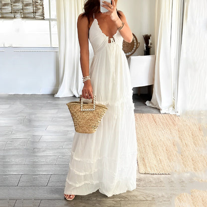 Dames Maxi Zomerjurk met Uitgesneden Details Elegante Stijl - Mode Vibes