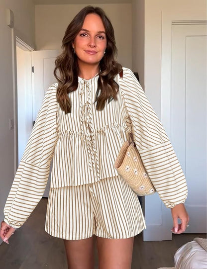 Dames Zomerset Geruite Blouse en Shorts Set - Mode Vibes