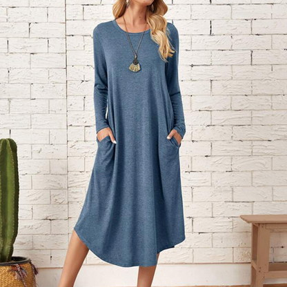 Dames Overhemdjurk Lange Mouwen Midi Jurk Cassy - Mode Vibes