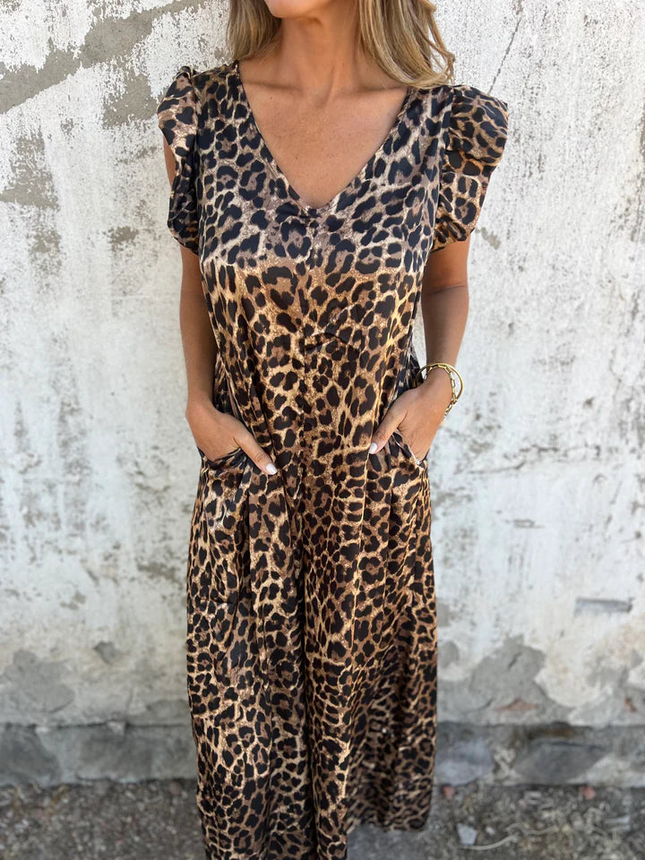 Dames Zomer Jumpsuit Mouwloos Luipaardprint - Mode Vibes