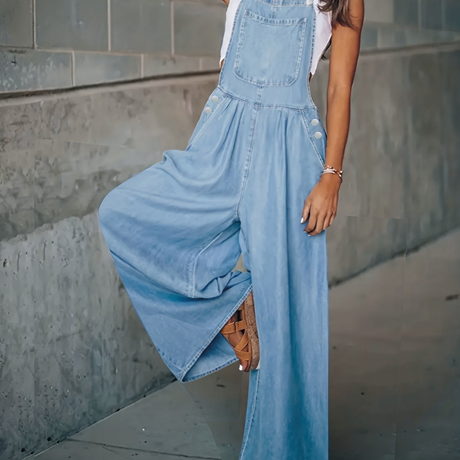 Dames wijde denim overall - Sophie