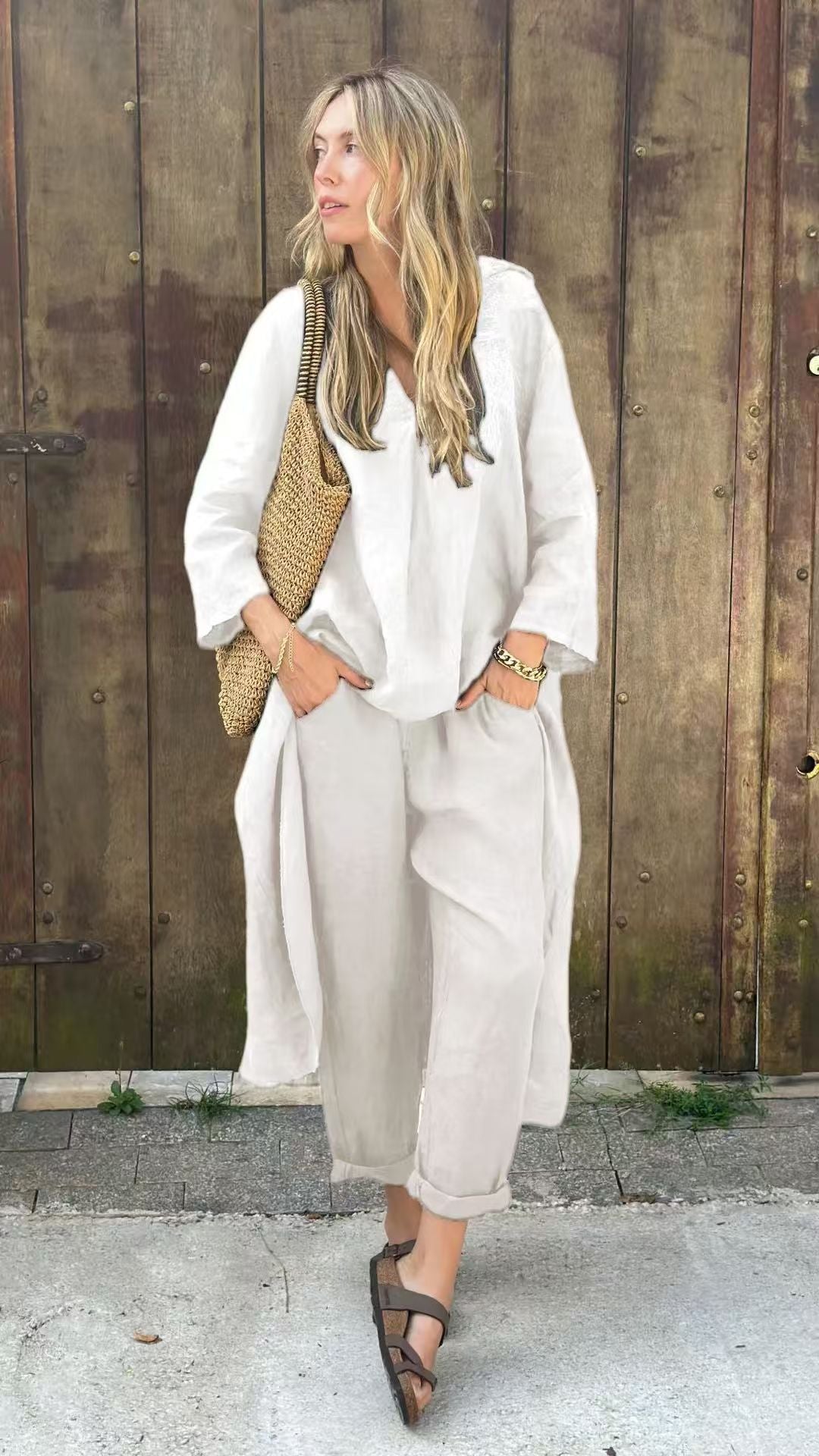 Dames Zomerbroek en Lange Rug Set Marissa → Dames Zomerbroek Set Lange Rug Marissa - Mode Vibes