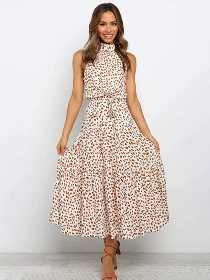 Dames zomerjurk met stippenprint Halter Slim Fit - Emma