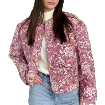 Dames Jas Gewatteerd Bloemenprint Warm