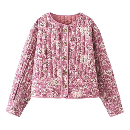 Dames Jas Gewatteerd Bloemenprint Warm