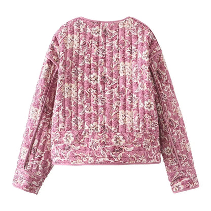 Dames Jas Gewatteerd Bloemenprint Warm