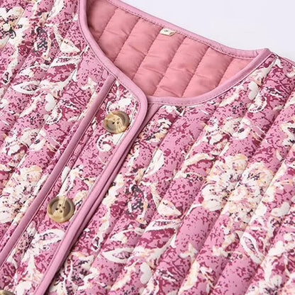 Dames Jas Gewatteerd Bloemenprint Warm
