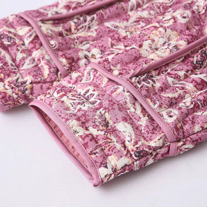 Dames Jas Gewatteerd Bloemenprint Warm