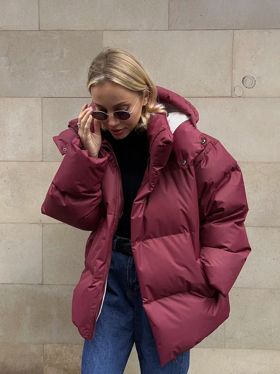 Dames Pufferjas Warm en Oversized met Verstelbare Capuchon