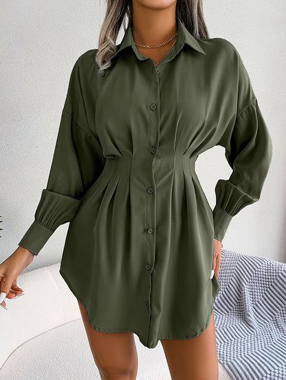 Damesjurk Lange Mouwen Knoopsluiting Elegante Stijl - Mode Vibes