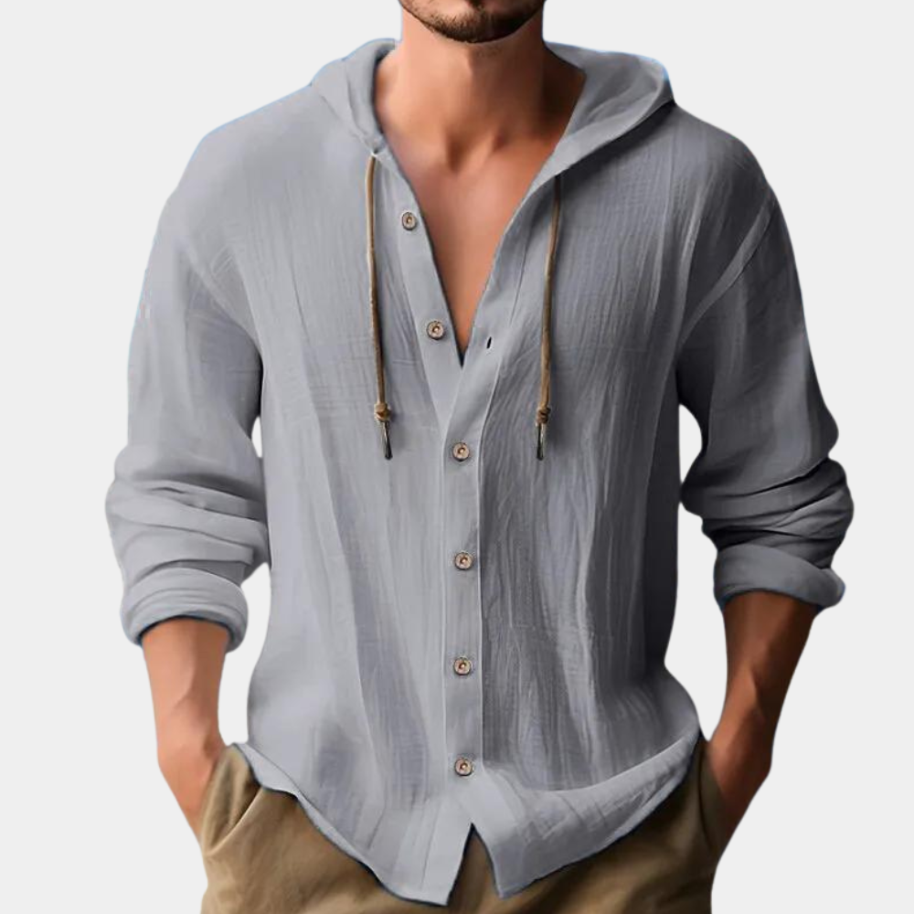 Danut - Modern casual herenshirt met trendy accent met capuchon
