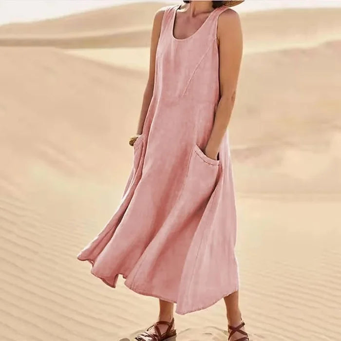 Debra | Elegante en volumineuze linnen jurk 0