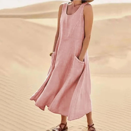 Debra | Elegante en volumineuze linnen jurk 0