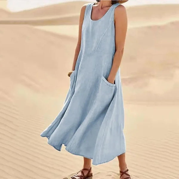 Debra | Elegante en volumineuze linnen jurk 1