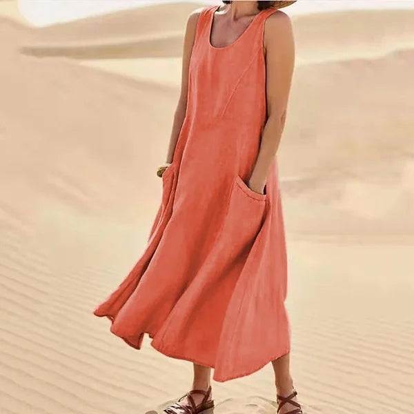 Debra | Elegante en volumineuze linnen jurk 2