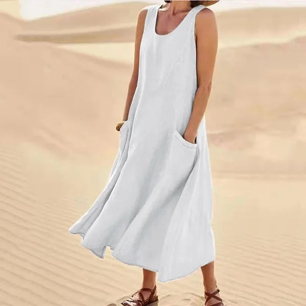 Debra | Elegante en volumineuze linnen jurk 3