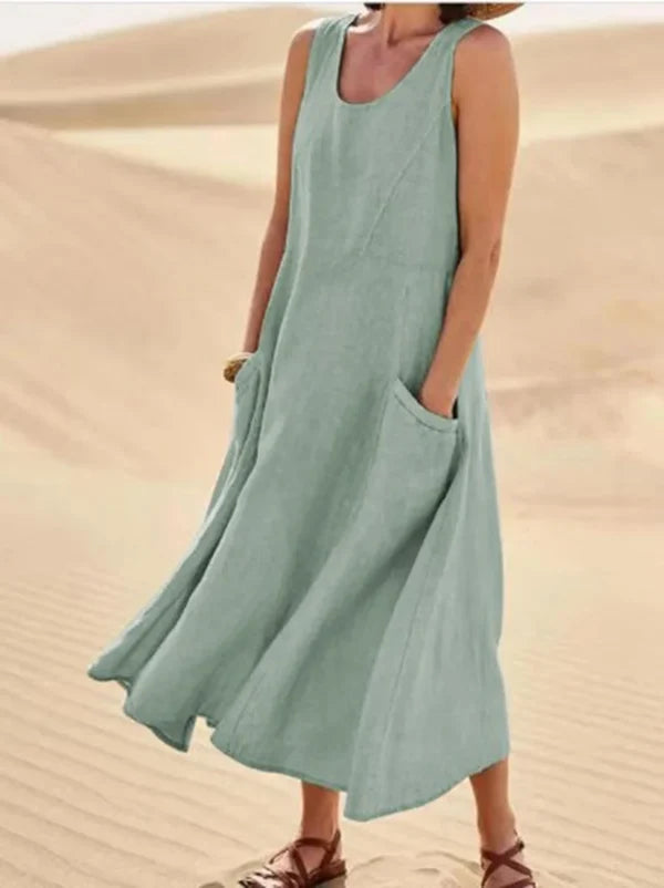 Debra | Elegante en volumineuze linnen jurk 7
