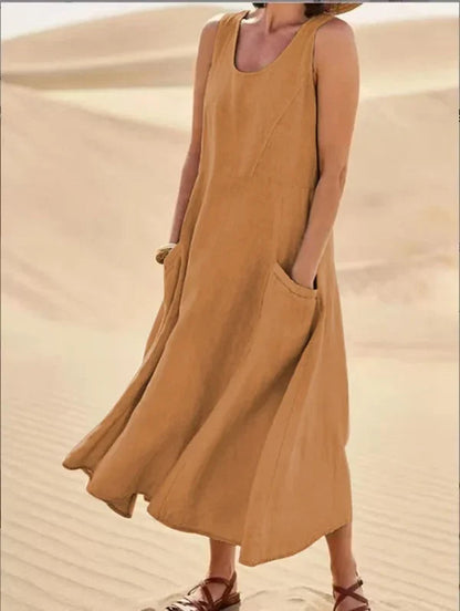 Debra | Elegante en volumineuze linnen jurk 8