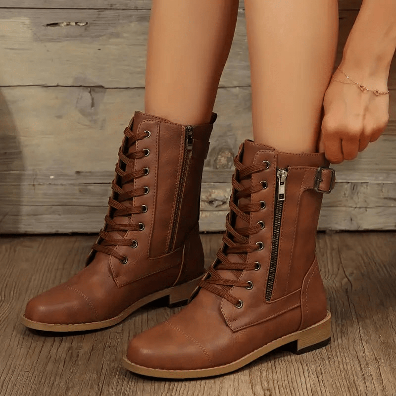 Dames Laarzen Chunky Hak Comfortabel Leer