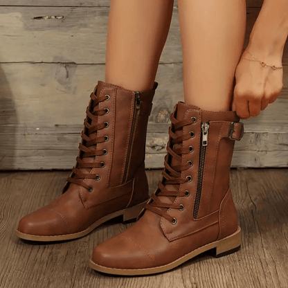 Dames Laarzen Chunky Hak Comfortabel Leer