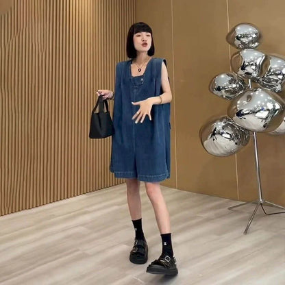 Denim Jumpsuit met Wijde Pijpen