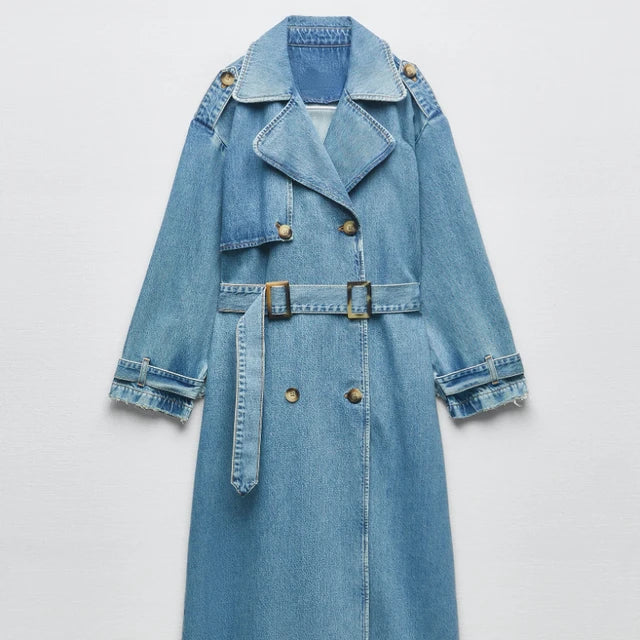 Blauwe Jeans Trenchcoat voor Dames
