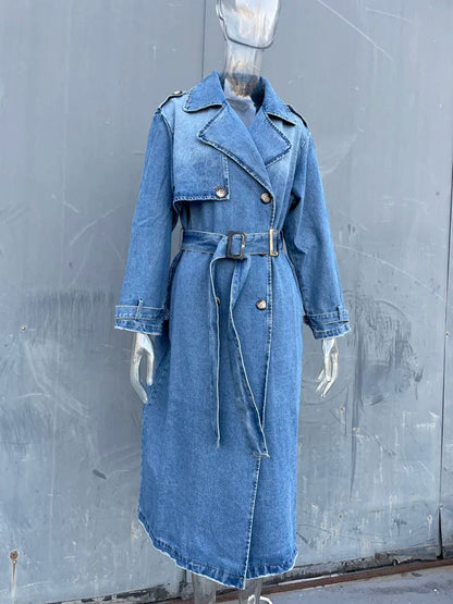 Blauwe Jeans Trenchcoat voor Dames
