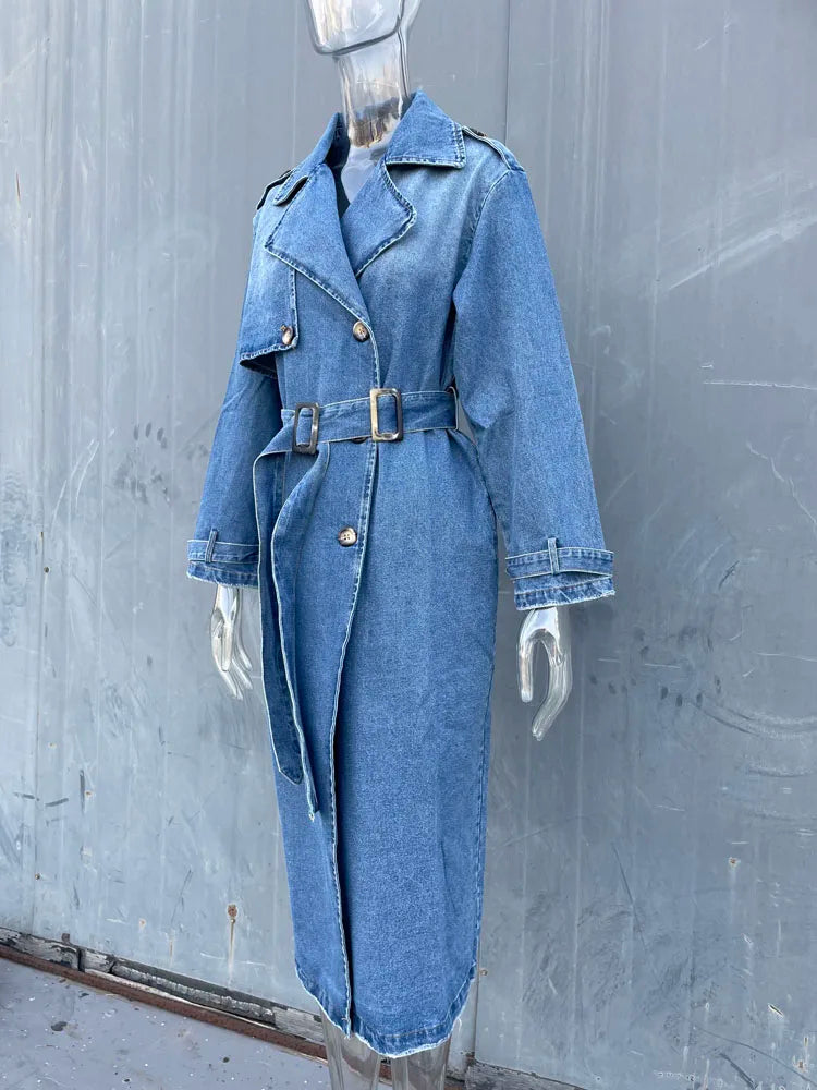Blauwe Jeans Trenchcoat voor Dames