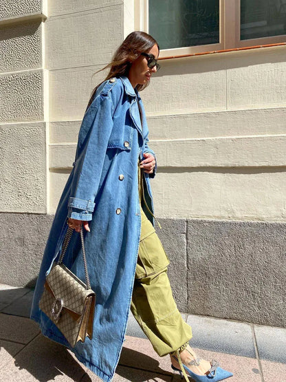 Blauwe Jeans Trenchcoat voor Dames