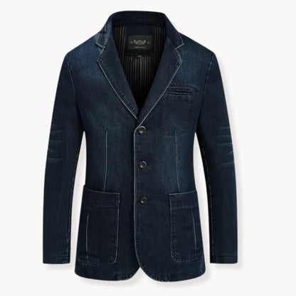 Blazer Denim Jas met Reverskraag en Stikzakken - Mode Vibes