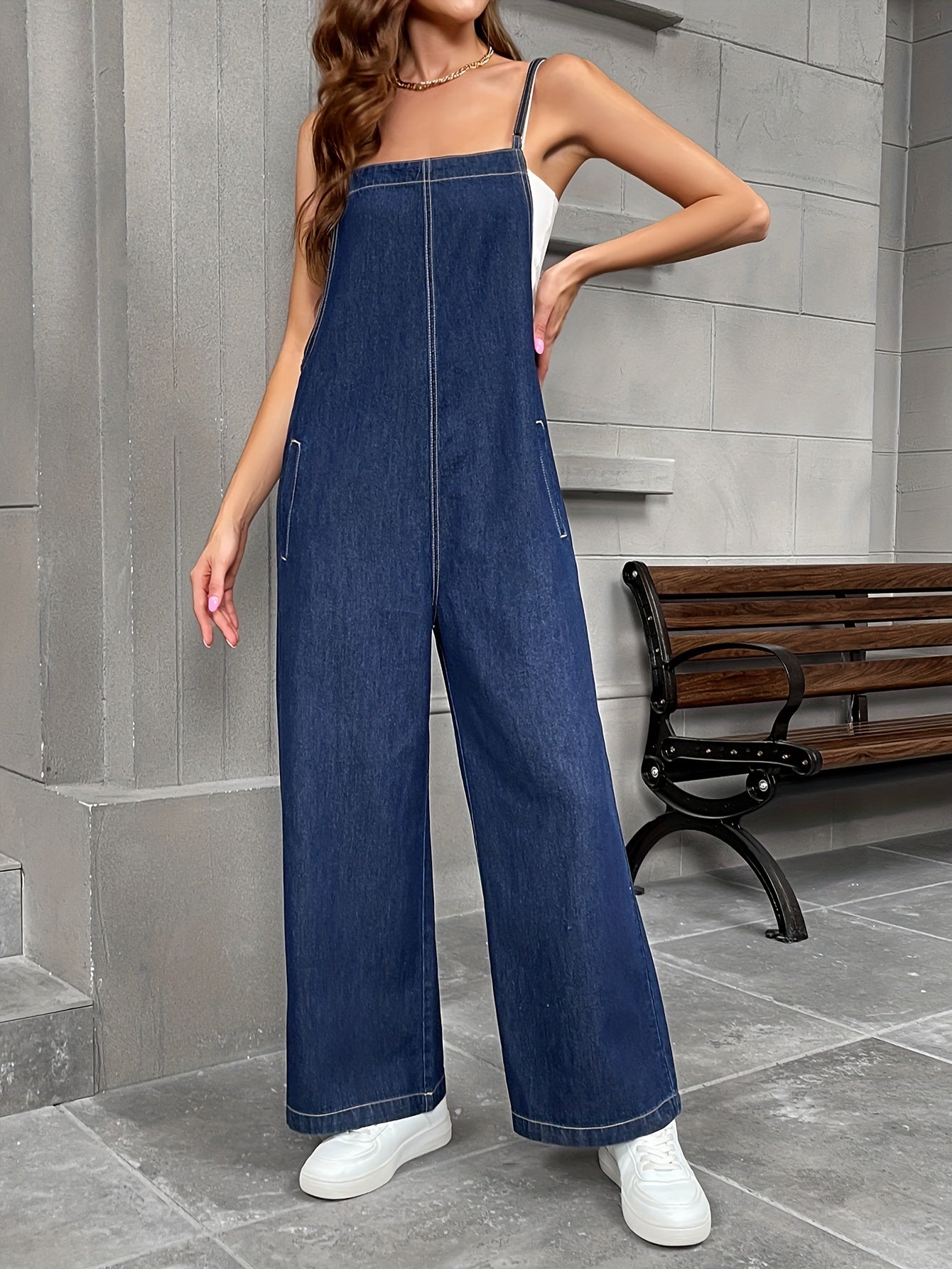 Denim damesoverall donker gewassen - Nina
