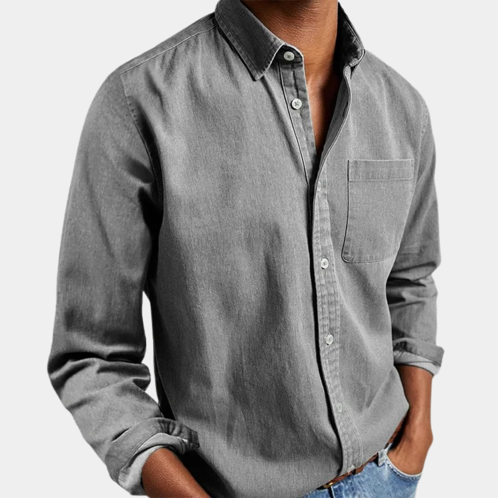 Mannen Overhemd - Klassiek Monochroom Slank Fit - Mode Vibes