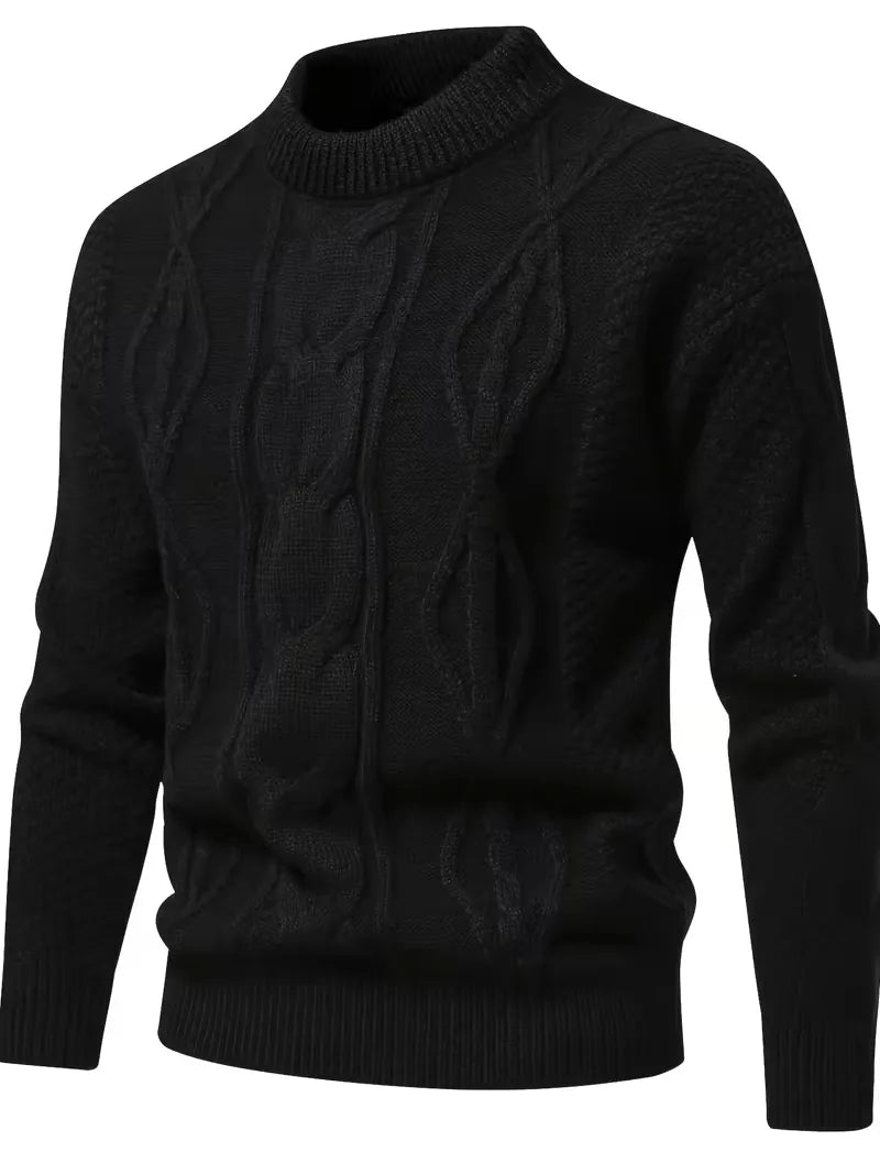 Dikke Gebreide Trui met Jacquard Motief - Mode Vibes