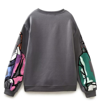 Wolprint Sweater Losvalmondig voor Vrouw
