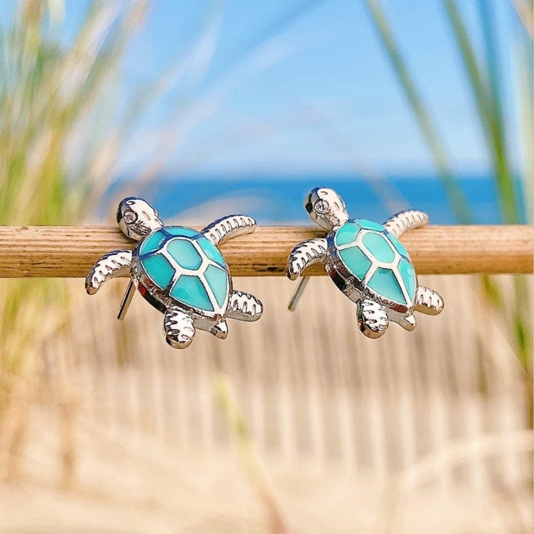 Zilveren Oorbellen met Opaal Schildpad Design - Mode Vibes
