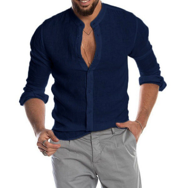 Vrouwelijke Blouse met Mandarin Kraag Trendy Katoen