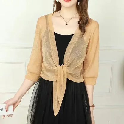 Zomerse Sheer Glitter Cardigan van Eleganza Fashion
