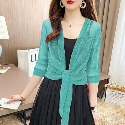 Zomerse Sheer Glitter Cardigan van Eleganza Fashion