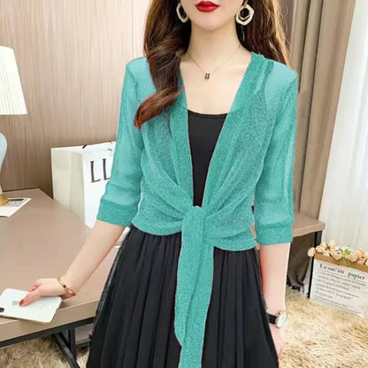Zomerse Sheer Glitter Cardigan van Eleganza Fashion