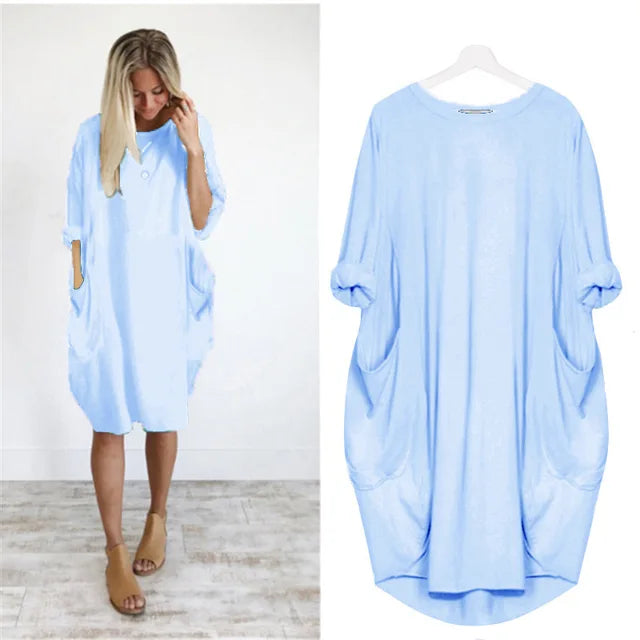 Oversized Jurk met Zakken Luchtig Zomermodel