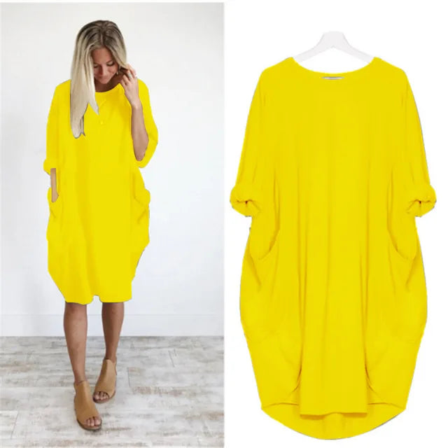 Oversized Jurk met Zakken Luchtig Zomermodel
